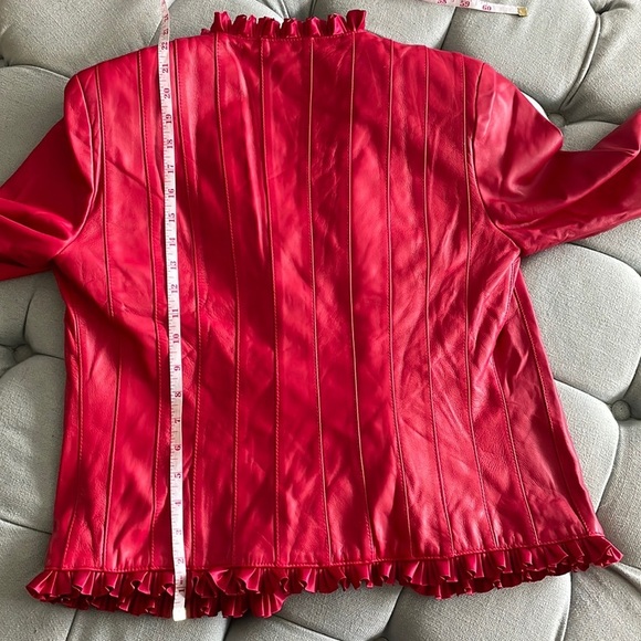 St. John Collection by Marie Gray Leather and Silk Blazer Jacket - Picture 12 of 16